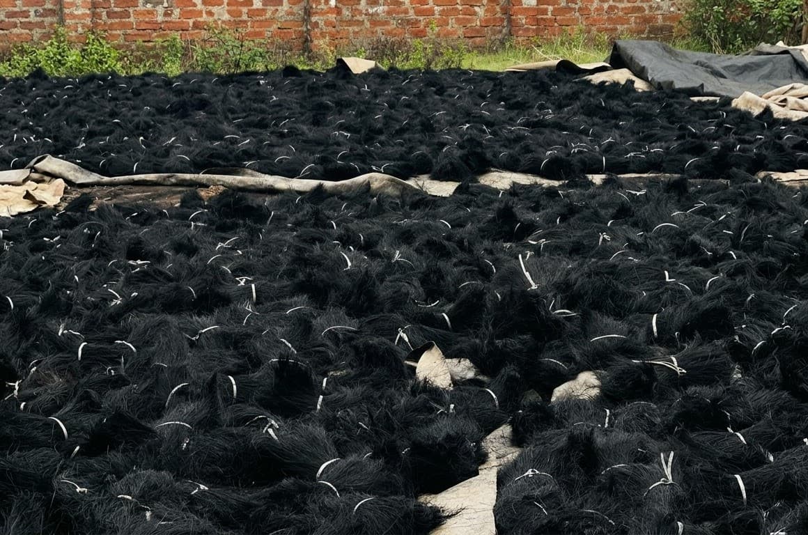 Kanyakumari coir facility sun drying yard
